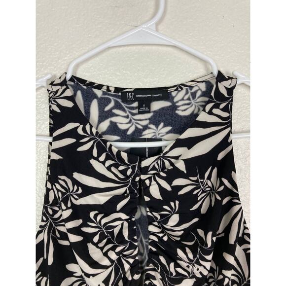 INC International Concepts Top Blouse Black and White Ruched Sleeveless Small - Picture 4 of 13